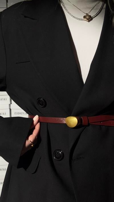 Gold Damla Tokalı Kemer Bordo