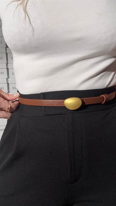 Gold Damla Tokalı Kemer Taba