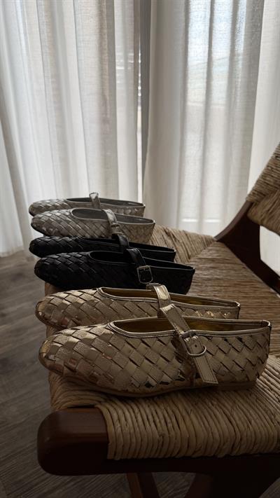 Gold Gerçek Örgü Parlak Babet