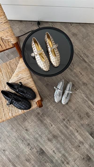 Gold Gerçek Örgü Parlak Babet