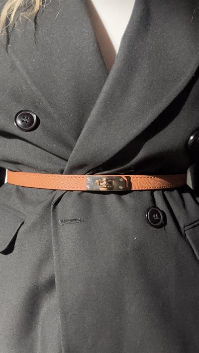 Gold Kilit Tokalı Dikiş Detaylı Taba Kemer