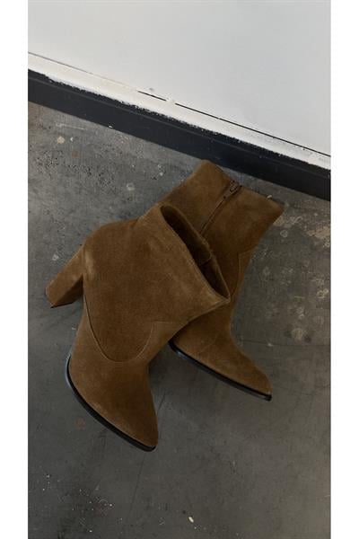 Hakiki Süet Taba Topuklu Kadın Bot