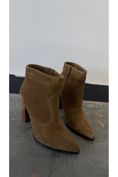 Hakiki Süet Taba Topuklu Kadın Bot