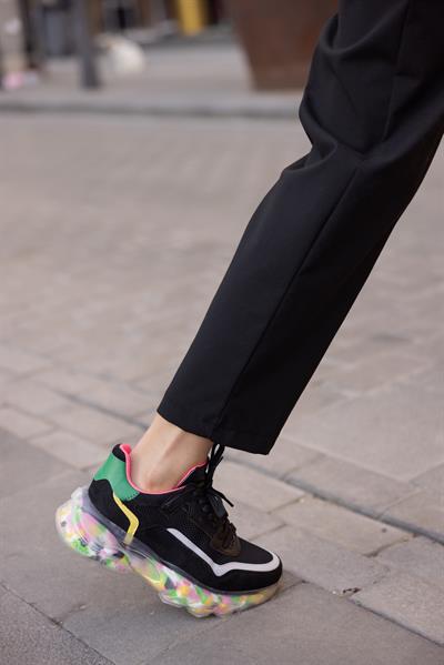 Jel Taban File Siyah Rekli Kadın Spor