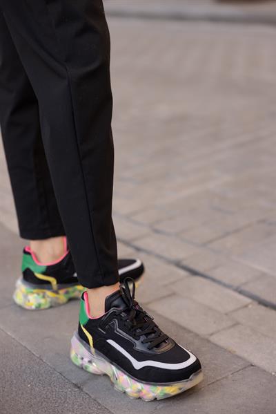 Jel Taban File Siyah Rekli Kadın Spor