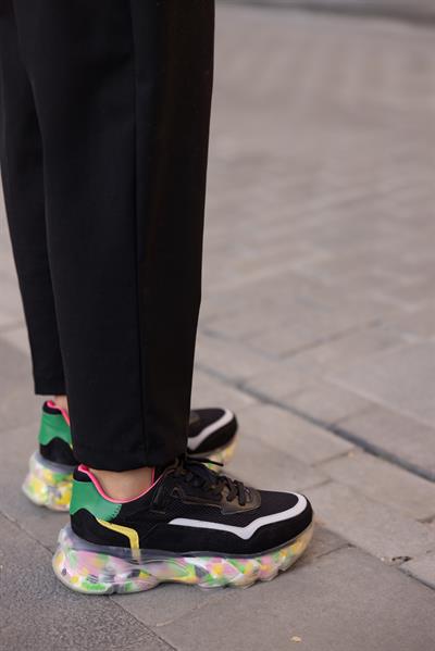 Jel Taban File Siyah Rekli Kadın Spor