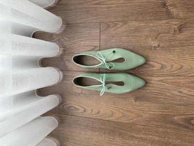 Joah Mint Püskül Bağlama Detaylı Deri Babet