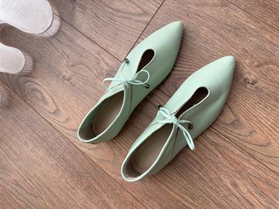 Joah Mint Püskül Bağlama Detaylı Deri Babet