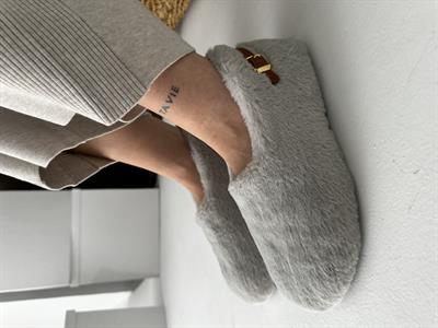 Judi Gri Tüylü Yumoş Ev Ayakkabı 