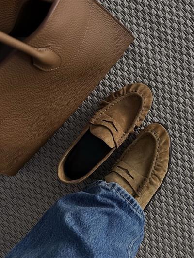 Kadın Büzgülü Gerçek Deri Oxford Loafer Günlük Ayakkabı Camel