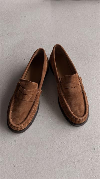 Kadın Büzgülü Gerçek Deri Oxford Loafer Günlük Ayakkabı Camel