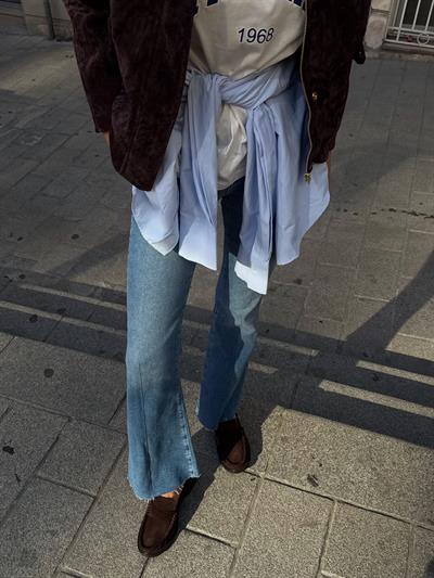 Kadın Büzgülü Gerçek Deri Oxford Loafer Günlük Ayakkabı Acıkahve