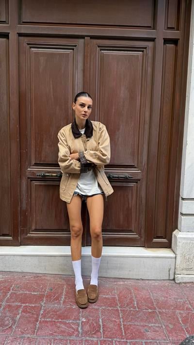 Kadın Büzgülü Gerçek Deri Oxford Loafer Günlük Ayakkabı Camel