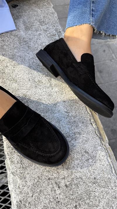 Kadın Düz Gerçek Deri Oxford Loafer Günlük Ayakkabı Siyah