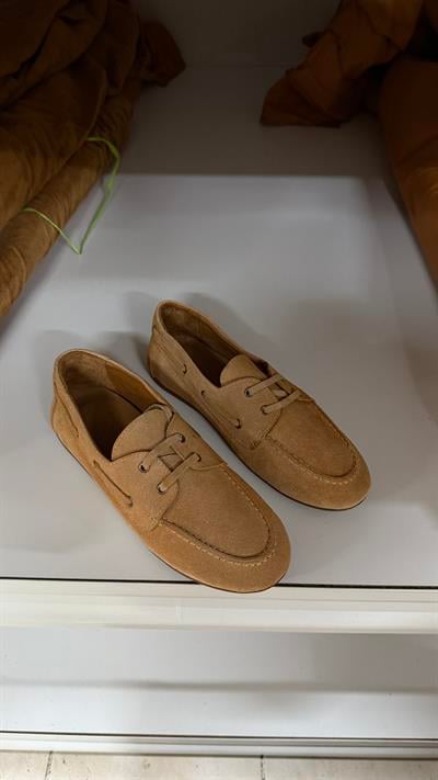 Kadın Hakiki Caramel Bej Süet Casual Ayakkabı 