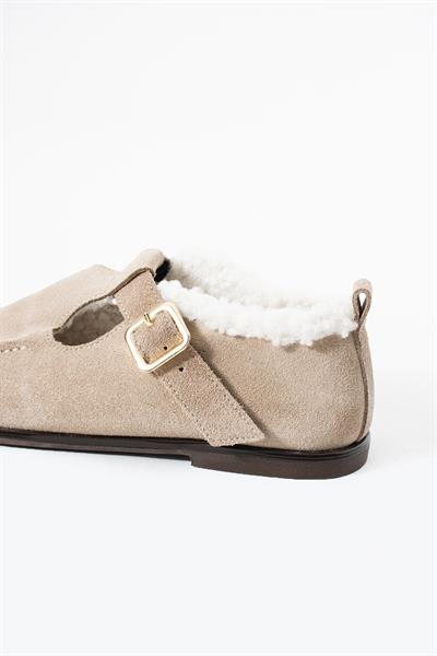 Laven Hakiki Deri Bej Loafer