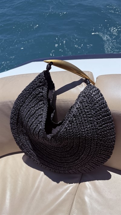 Marina Noir El Yapımı Hasır Çanta