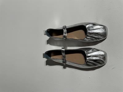 Mathilda Gümüş Büzgü Detaylı Deri Babet 