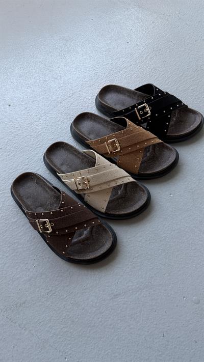 Mocca Muse Bej Tokalı Comfort Terlik