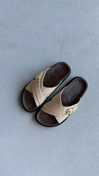 Mocca Muse Bej Tokalı Comfort Terlik