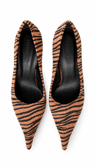 Nera Bronz Beyaz Zebra Stiletto