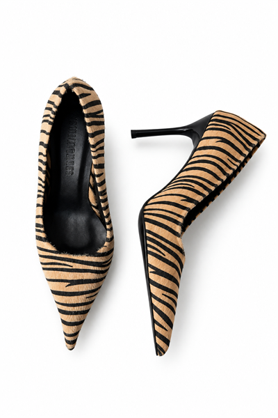 Nera Sarı Beyaz Zebra Stiletto
