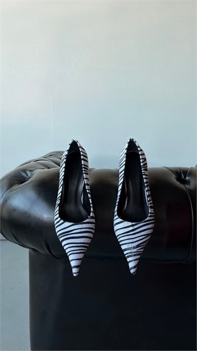 Nera Siyah Beyaz Zebra Stiletto