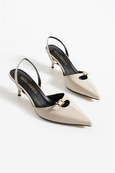 Noi Bej Tokalı Sivri Burun Topuklu