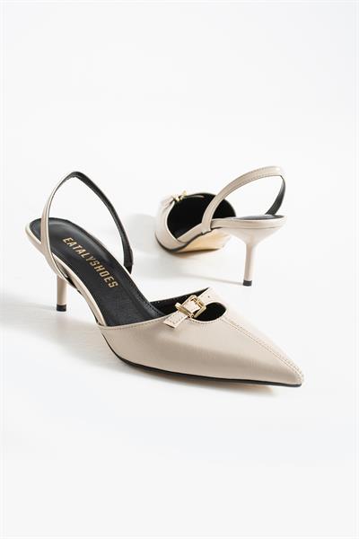 Noi Bej Tokalı Sivri Burun Topuklu