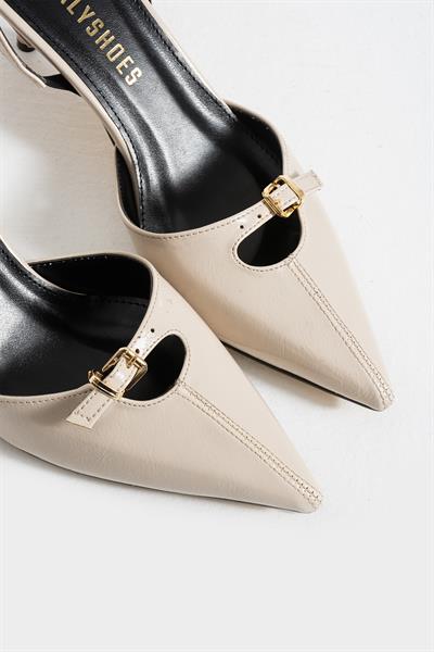 Noi Bej Tokalı Sivri Burun Topuklu