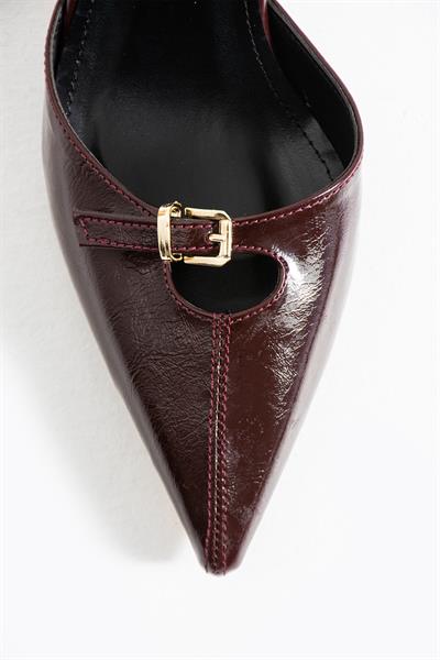 Noi Bordo Tokalı Sivri Burun Topuklu