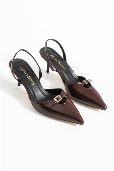 Noi Bordo Tokalı Sivri Burun Topuklu