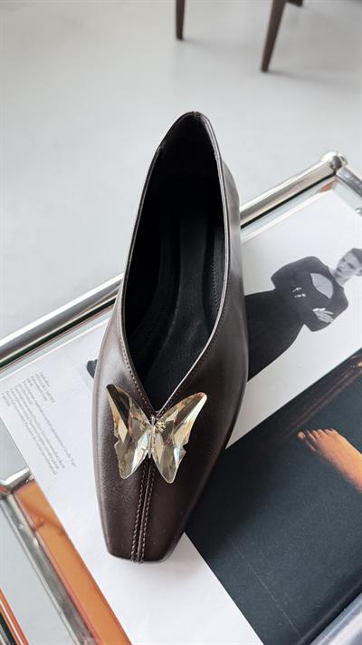 Pamila Acıkahve Kelebek Tokalı Babet