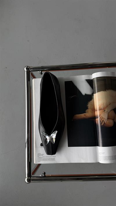 Pamila Siyah Kelebek Tokalı Babet