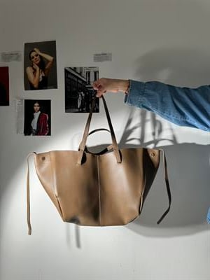 Pinte Sütlü Kahve Büyük Boy Cep Çanta Detaylı