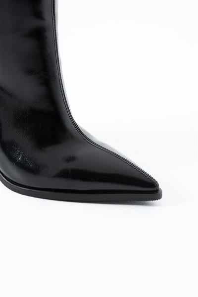 River High Sivri Burun Önden Dikişli Siyah Kadın Çizme