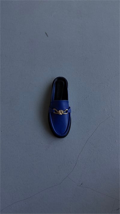 Rosso Sax Cilt Deri Gold Tokalı Terlik