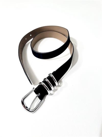 Siyah Gümüş Tokalı Kemer 