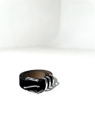 Siyah Gümüş Tokalı Kemer 