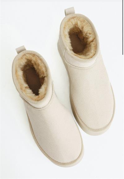 Süet Yüksek Taban Bilekte Bot Bej