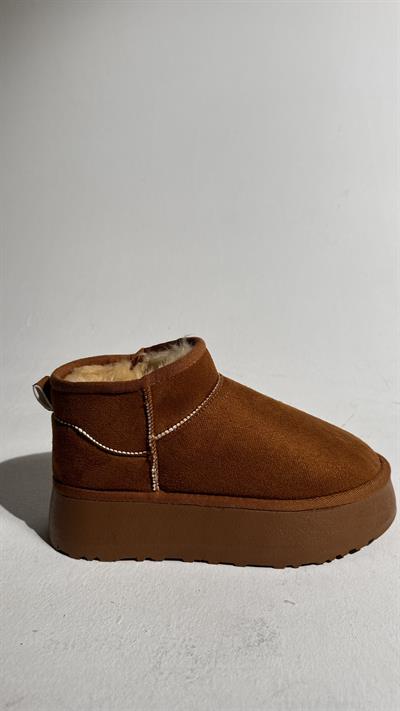 Süet Yüksek Taban Bilekte Bot Taba