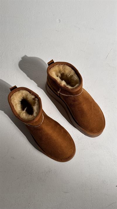 Süet Yüksek Taban Bilekte Bot Taba