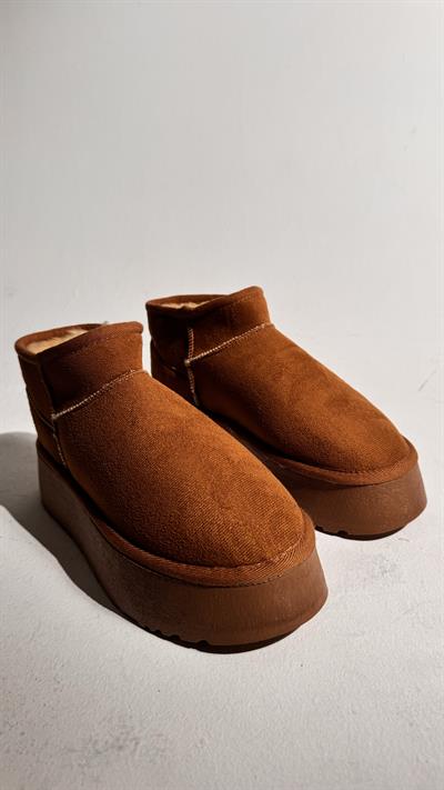 Süet Yüksek Taban Bilekte Bot Taba