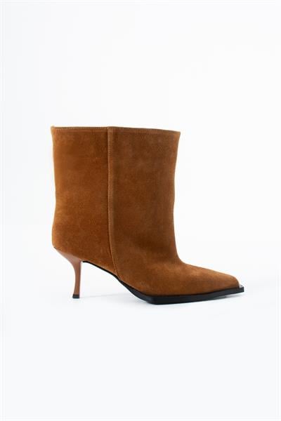 Taba Hakiki Süet Deri Sivri Burun Dikişli Kadın Bot