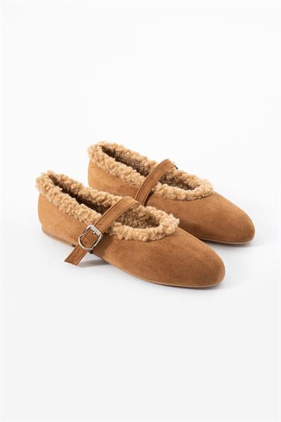 Taba Süet İçi Kürklü Basic Babet