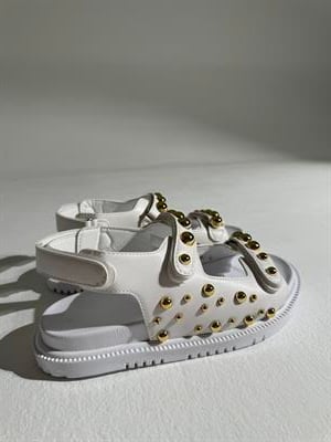 Tezza Beyaz Büyük Küçük Troklu Cırtlı Sandalet 