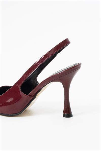 Velmore Premium Taş Aksesuarlı Bordo İnce Topuk Kadın Ayakkabı