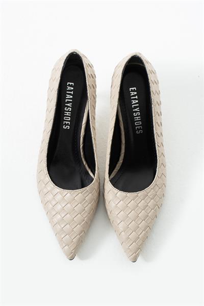 Vera Bej Örgü Deri Topuklu