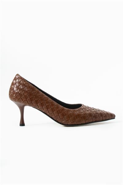 Vera Taba Örgü Deri Topuklu