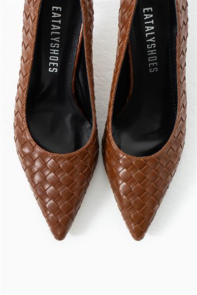 Vera Taba Örgü Deri Topuklu